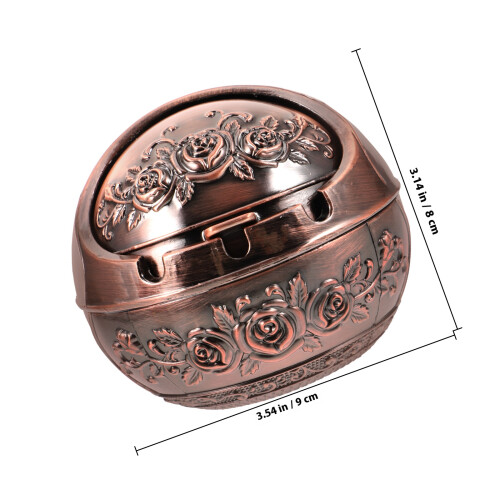 Posacenere Da Alluminio Marrone Con Design Rosa Retrò 1