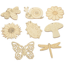 80Stk Unlackierte Holzschnitte Holzspäne Leere Ausschnitte Diy
