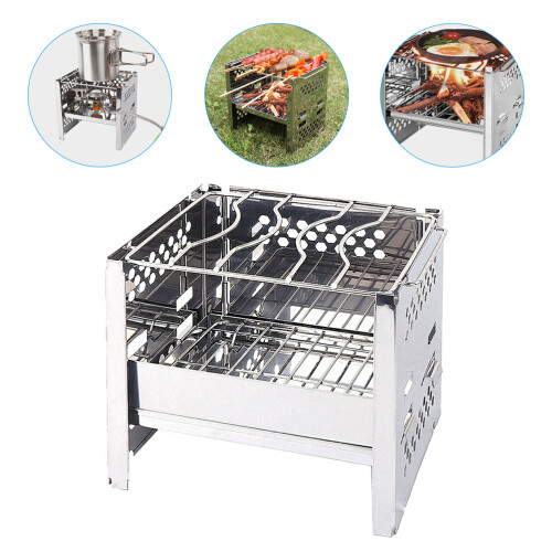 Bärbar Barbecue Grill Slitstark Vikbar Rack 2
