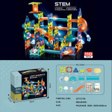 (110PCS) Magnetic Geometric Piece Children Splicing Track Ball Toy Set With Light