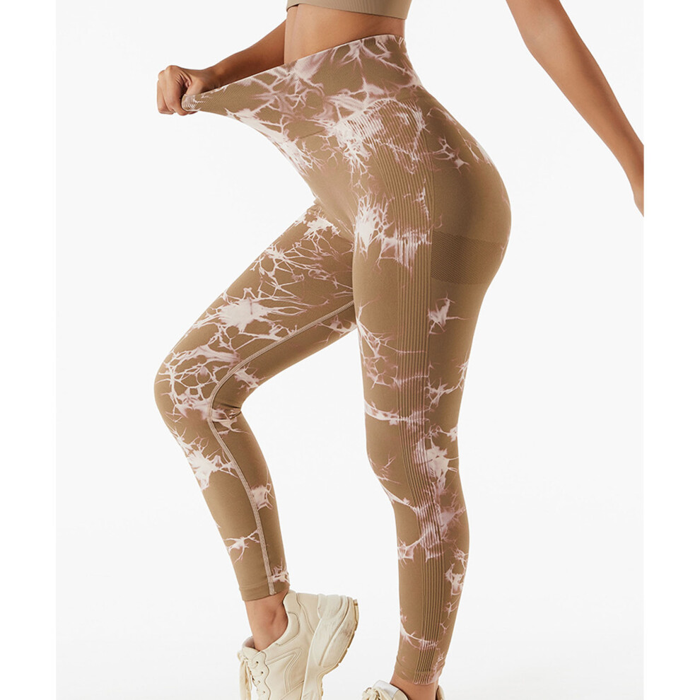 Women Seamless High Waist Nylon Spandex Leggings for Yoga and Fitness Light Brown M-image-OPC-PMHNYRM-NEW