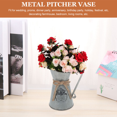 Vintage Metall Blumen Eimer Pflanzgefäß Mit 2
