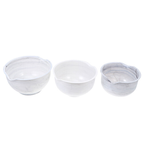 3Stk Kunststoff Salatschüsseln Marmoroptik Gemüse 2