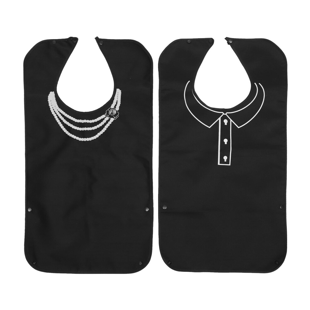 Supvox Black 2Pcs Waterproof Elders Bibs Polyester Fiber Feeding Towels