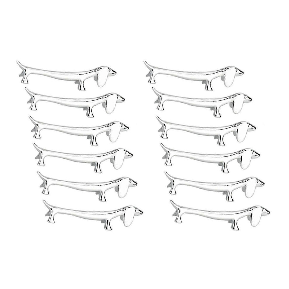 Kikidex (As Show, One Size) 12 Pcs Chopsticks Rest Little Dog Chopsticks Holder Dachshund Zinc Alloy Fork Stand Spoon Tableware