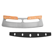 1 St Halvcirkel Pizzaskärare Med Trähandtag Köksaccessoar (Silver)