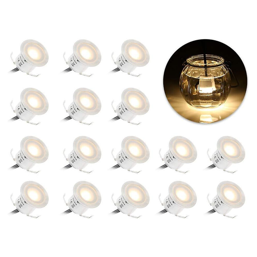 Kikidex (As Show, One Size) Recessed Led Spotlight 16Pcs Led 0.6W Waterproof Ip67 Terrace Led Channel Swimming Pool Warm White 3000K