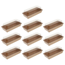 10Pcs Rektangulära Kraftpappers Förpackningslådor Med Transparent Lock