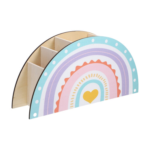 regenbogenförmiger holz-stiftehalter, schreibtischorganizer 2