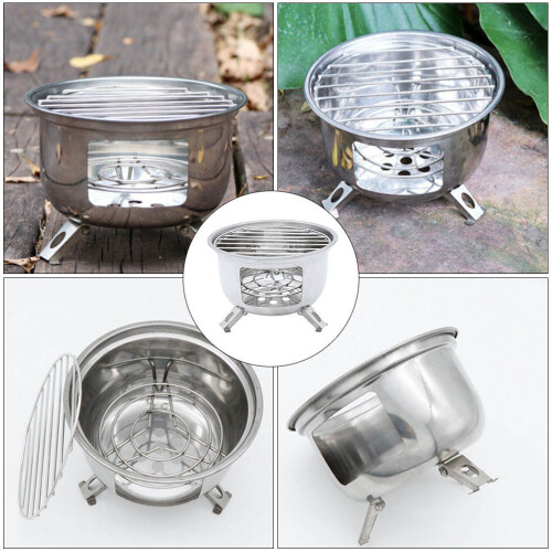1 Set Portabel Campinggrill, Rostfritt Campningsspis, Bbq- 2