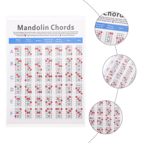 1 St Mandolin Akorddiagram Greppbräda Not Tillbehör 1