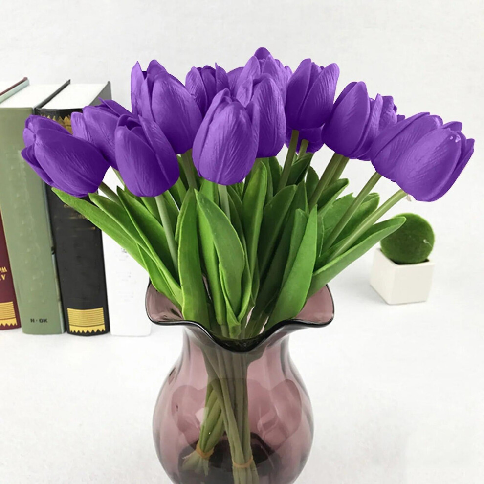 Kikidex (As Show, One Size) 10Pc Tulip Artificial Flower For Mother's Day Gift Real Touch Artificial Tulip Bouquet Fake Flower