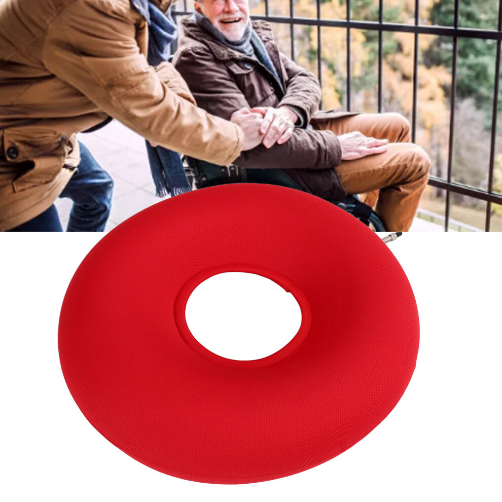 Red Thick Inflatable Donut Cushion For Bed Sores Prevention, 15.7"
