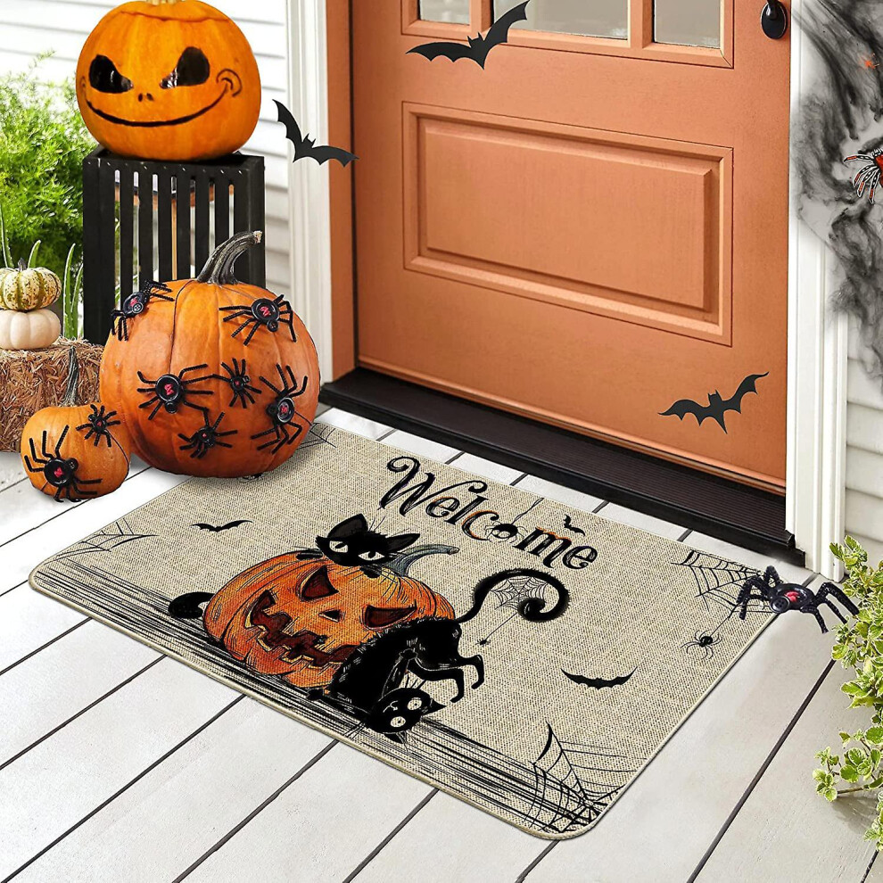 Kikidex (As Show, One Size) Halloween Door Mat, Non-Slip Indoor Outdoor Entrance Floor Mat, Halloween Decoration