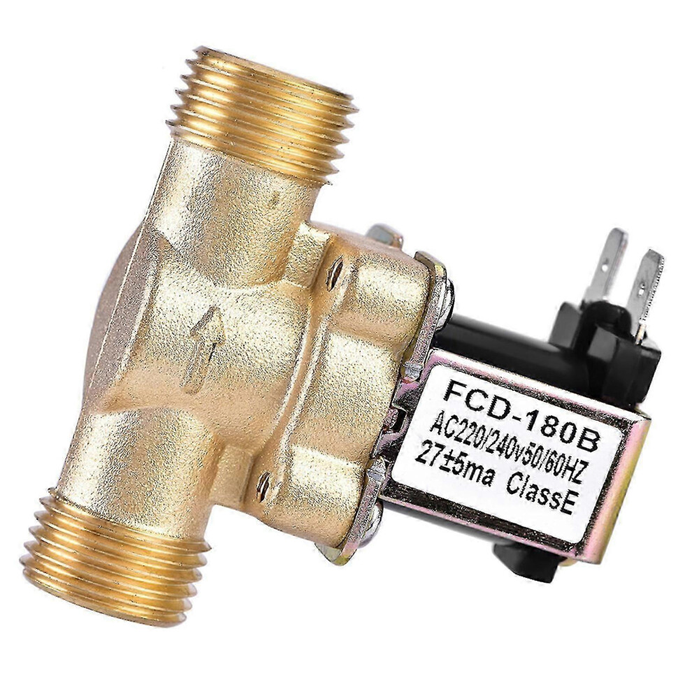 Kikidex (As Show, One Size) 1/2" Ac 220V Normally Closed Brass Electric Solenoid Magnetic Valve For Water Control Easy