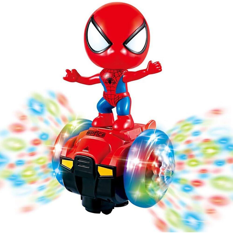 Kikidex (As Show, One Size) Dancing Spider-Man Robot Toys, Spin Robot Interactive Toy Car With Colorful Flashing Lights & Music