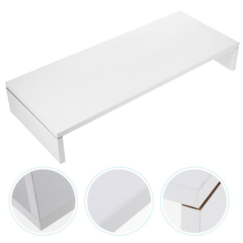 White Bamboo Height Extension Rack Practical Monitor Stand 2