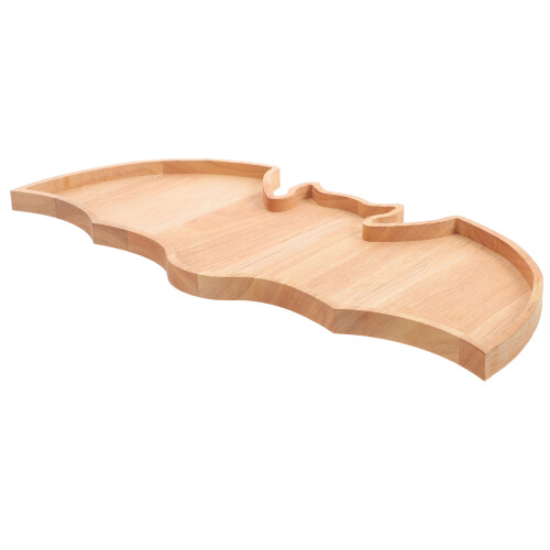 Rustic Halloween Wood Plate Bat Design Snack and Fruit Storage
