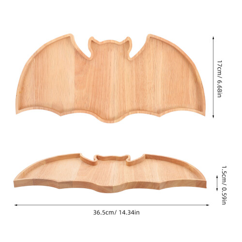 Rustic Halloween Wood Plate Bat Design Snack and Fruit Storage 2