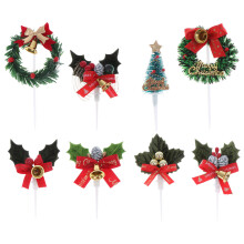 8Pcs Assorted Color Christmas Cake Toppers Cute Cupcake Food Picks