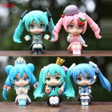 5 Stück Hatsune Miku Q Version Modell Spielzeug Cartoon Kinder Kuchen Dekoration Backen