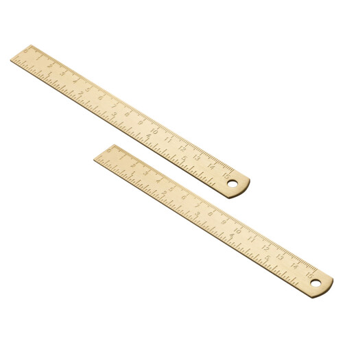 2Pcs Golden Brass Straight Ruler Creative Study Accessory Multi-Use