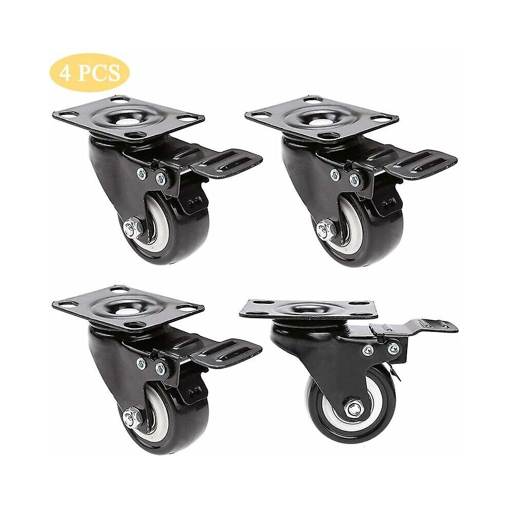 Kikidex (As Show, One Size) 4Pcs Swivel Caster Casters 360 Swivel With Brake For Furniture/Transport Load Capacity 200 Kg