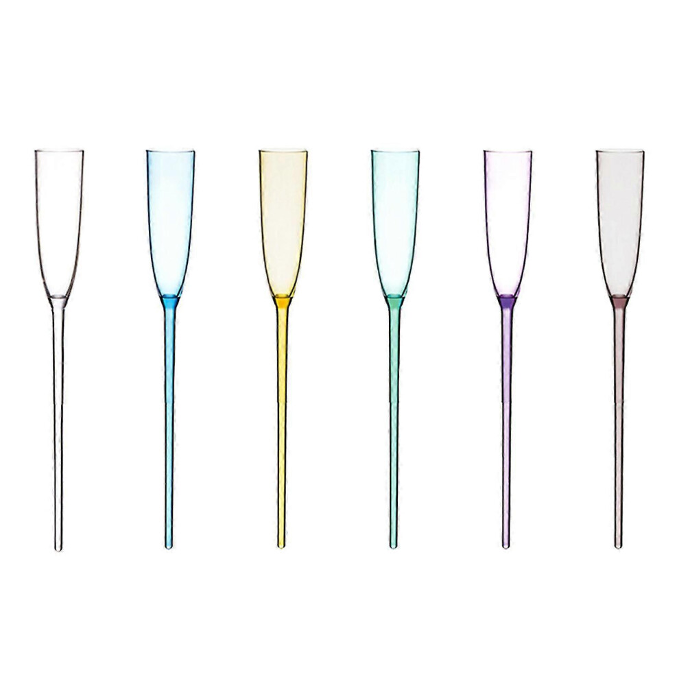 Kikidex (As Show, Multicolour) 6Pcs Champagne Flutes Glasses With Flutes Holder Vase Unique Hand-Made Vintage Hand Blown For Home Bar Party