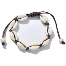 (As show, One size) Shell bracelet, hand braided adjustable anklet