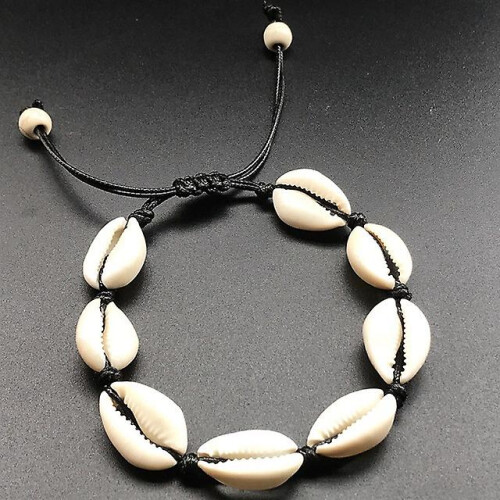 (As show, One size) Shell bracelet, hand braided adjustable anklet 2