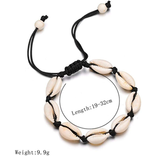 (As show, One size) Shell bracelet, hand braided adjustable anklet 1
