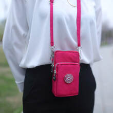Polyester Crossbody Bag for Women Girls, 17x9x9cm, Large Mobile Phone Pouch