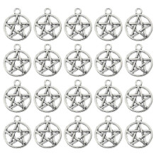 (As show, One size) 50 PCS Earring Man Star Charms Pentagram Style Pendant Metal Star Pendant Witchy Charms