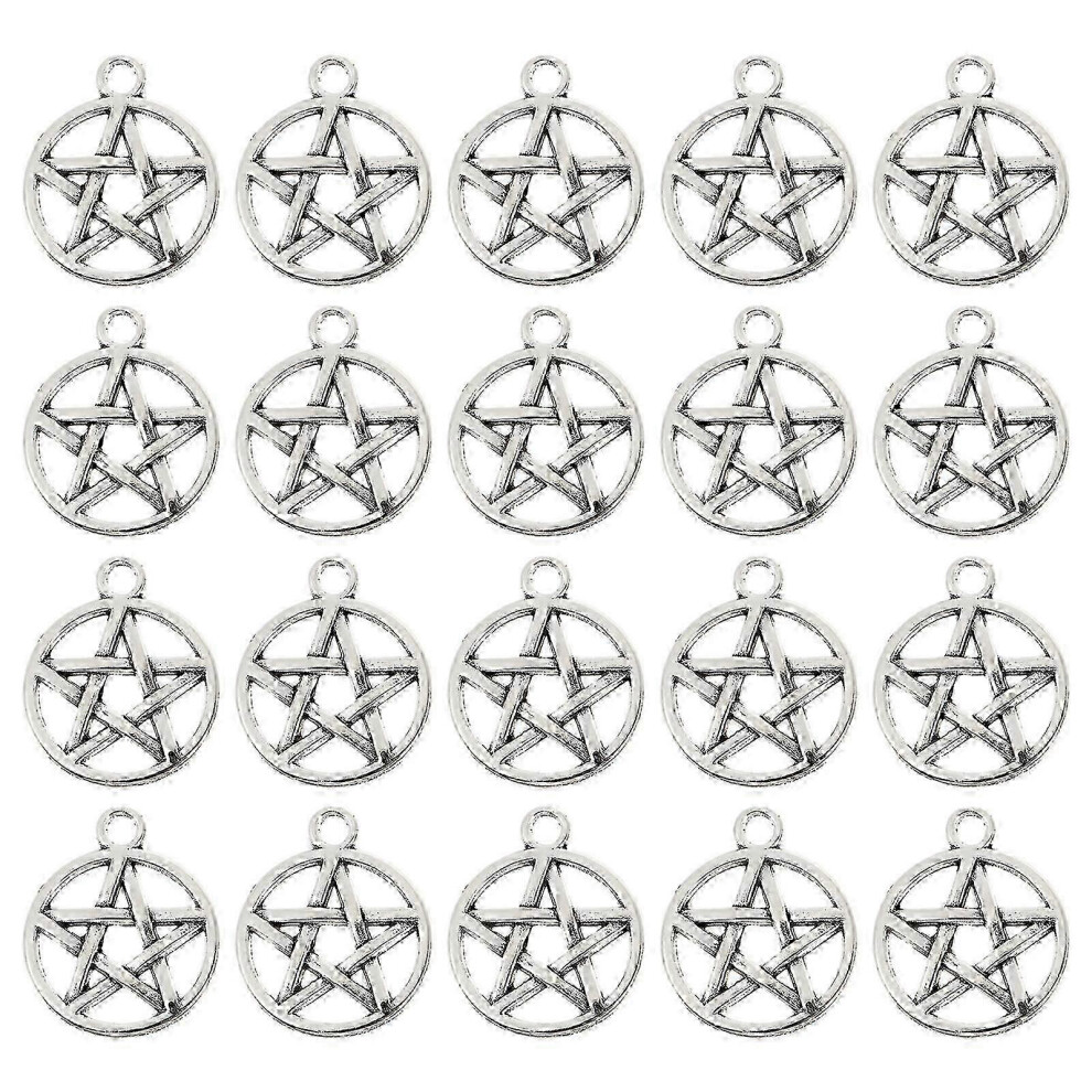 Kikidex (As Show, One Size) 50 Pcs Earring Man Star Charms Pentagram Style Pendant Metal Star Pendant Witchy Charms