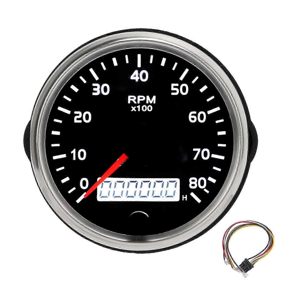 Kikidex (As Show, One Size) 85Mm Pointer Tachometer 0?8000Rpm Lcd Display Universal For Car Truck Boat Diesel Gasoline Engine 9?32V