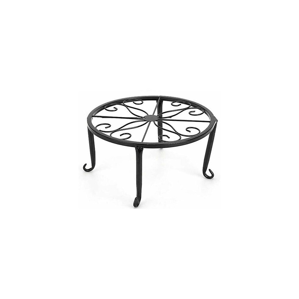 Kikidex (As Show, One Size) Metal Potted Plant Stand Wrought Iron Rust Resistant 9" 2Pcs Black