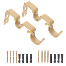 2Sets Golden Iron Curtain Rod Bracket Heavy Duty Curtain Rod Stand