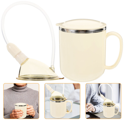 Konvalescens Matningsmugg I Rostfritt Med Lock Sugrör