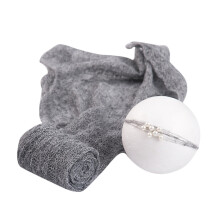 Mohair Inneslutet Tyg Bebislindning Fotoprops Med Huvudbonad Grå