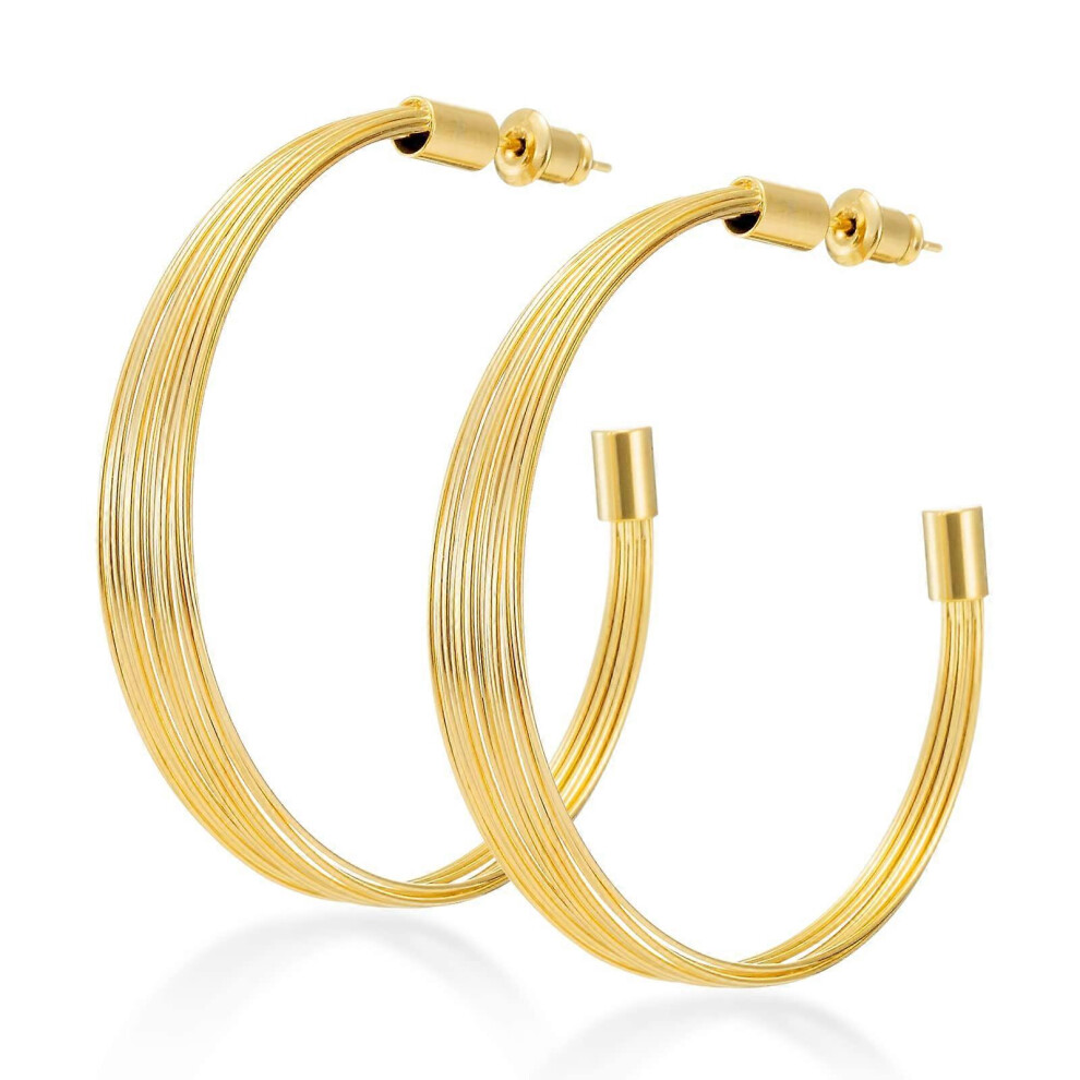 Kikidex (As Show, One Size) Large Gold Hoop Earrings 14K Gold Plated With 925 Sterling Silver Posts Lightweight And Hypoallergenic Stylish Bold And Unique