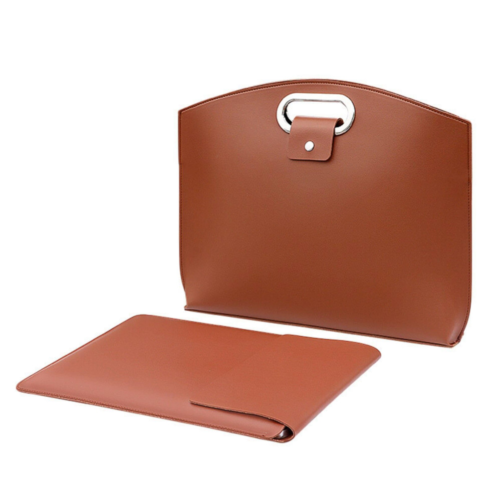 Leather Laptop Sleeve Bag Crossbody Briefcase For 13.3/14.1 Inch Laptops And Tablets, Handmade Maillard Brown 9067246426170