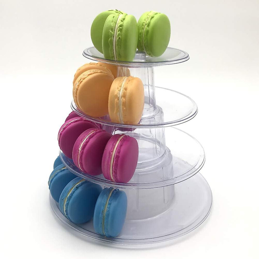 Kikidex (As Show, One Size) 4 Tier Clear Round Macaron Display Stand For Wedding, Birthday, Macarons, Desserts, Cakes