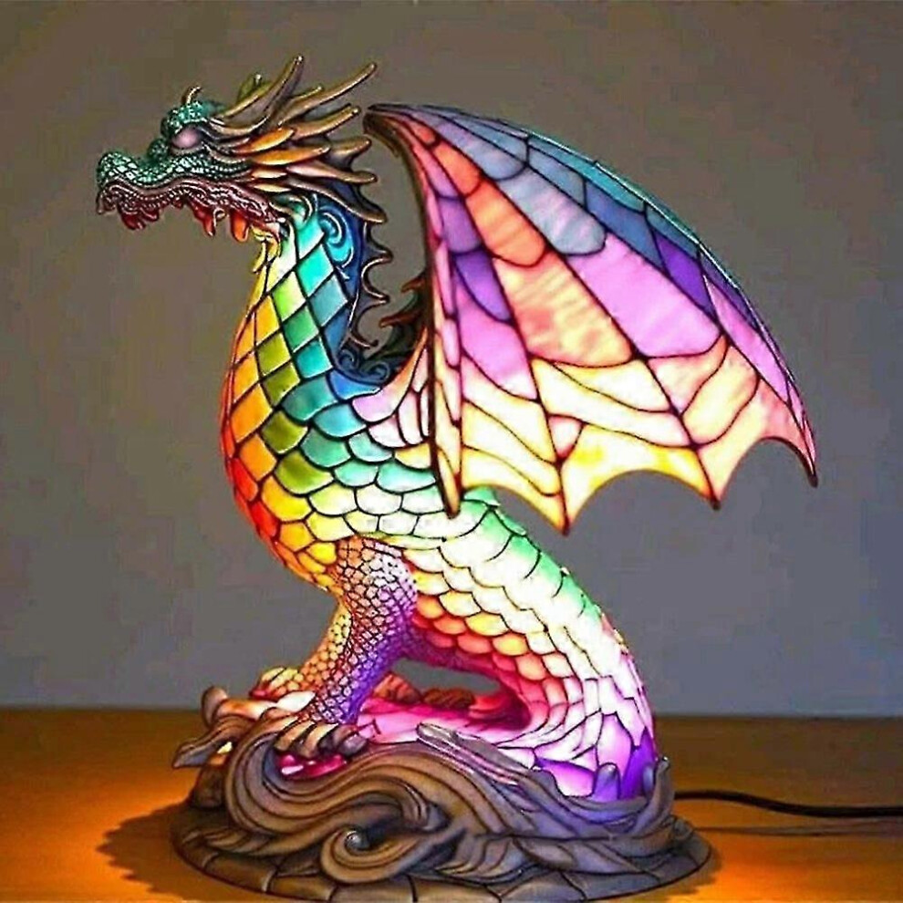 Kikidex (As Show, Owl) Colorful Animal Table Lamp Stained Night Resin Animal Desk Lamp Light
