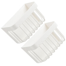 2Pcs Self Adhesive Bathroom Shower Organizer White Wall-Mounted Rack