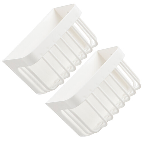 2Pcs Self Adhesive Bathroom Shower Organizer White Wall-Mounted Rack