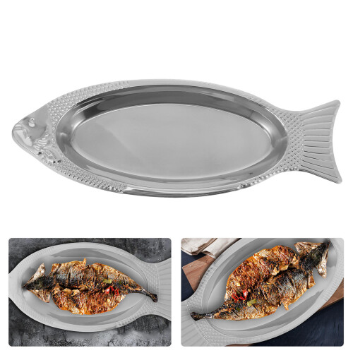 1 St Styrsam Rostfritt Fiskformad Tallrik För Kök 2