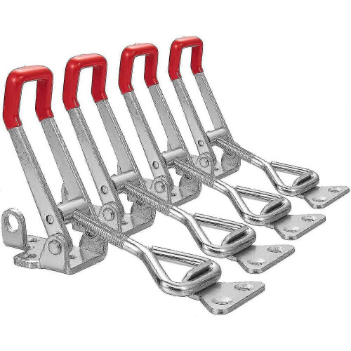 (As show, 4pack) Heavy Duty Adjustable Toggle Latch Clamp With Lock Hole 660lbs Holding Capacity Large Pull Action Latch
