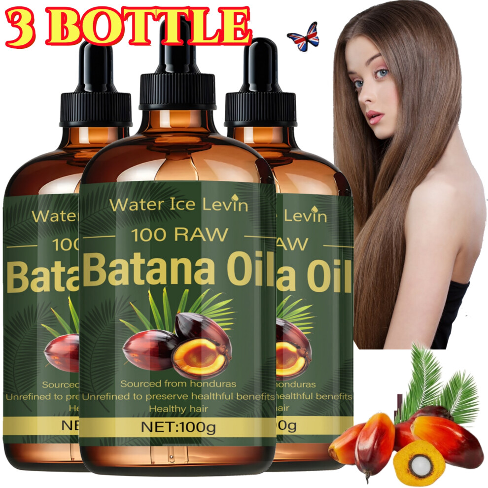 3X 100% Raw Organic Batana Oil For Hair Growth For All Hair Types 100ml