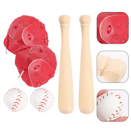 2 Set Mini Baseballhandske, Käpp och Nyckelringdekoration 1