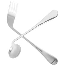 1 Set Rostfritt Böjt Bestick Vinklad Sked För Äldre